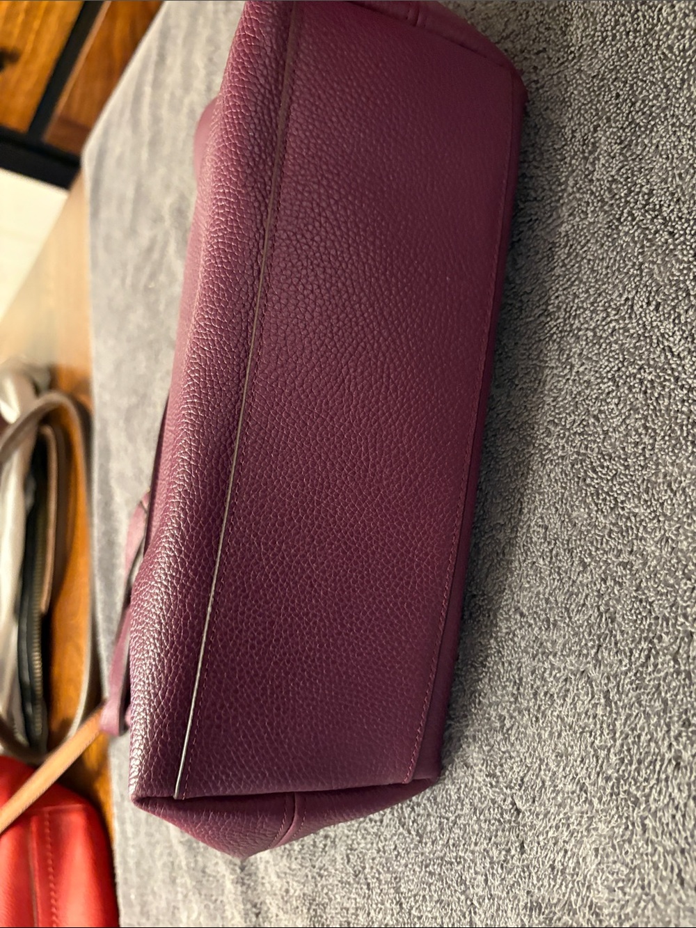 Coach Pebbled Leather Shoulder Tote in Plum Wine - Picture 7 of 7